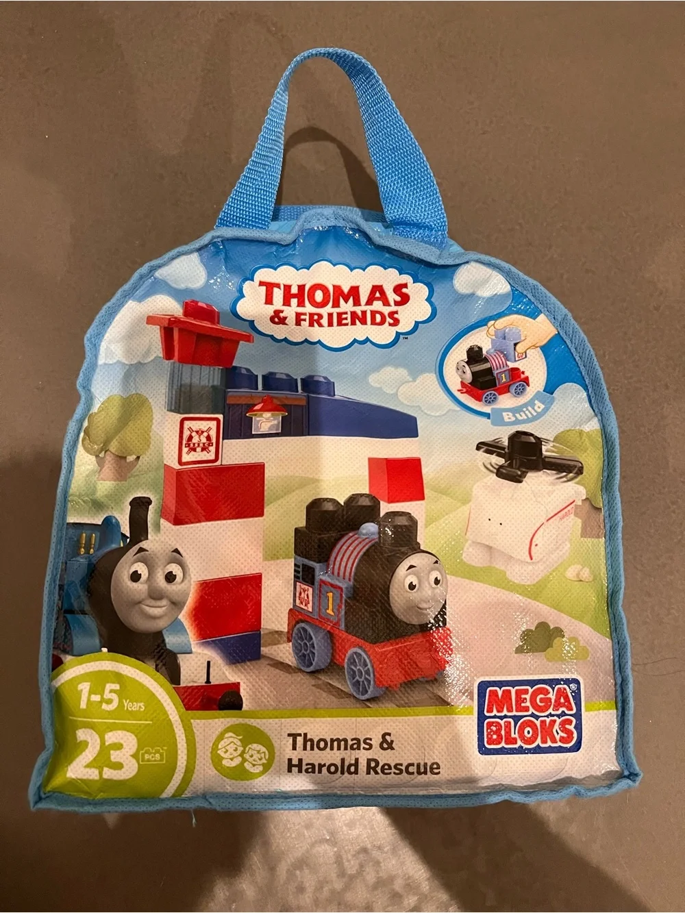 Mega Bloks Thomas & Friends Thomas & Harold Rescue 23 piece Lego style Set -